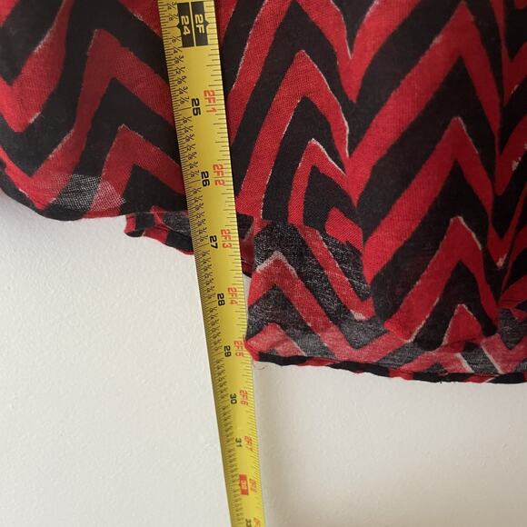 Lauren Ralph Lauren Plus Size 2X‎ Red Black Chevron Boho Peasant Blouse Top - Picture 5 of 8